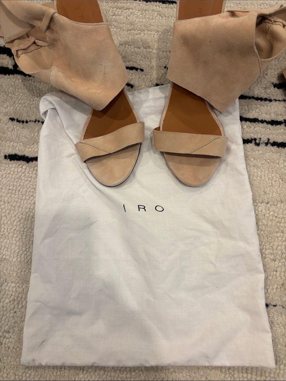 IRO Beige Suede Ankle-Tie Sandals